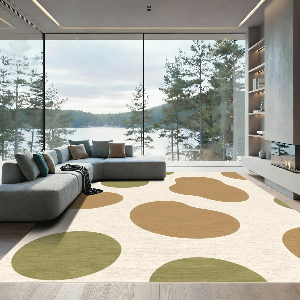Amber Olive Contemporary Blob Rug