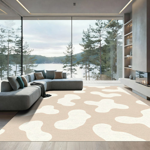 Beige White Organic Spot Rug