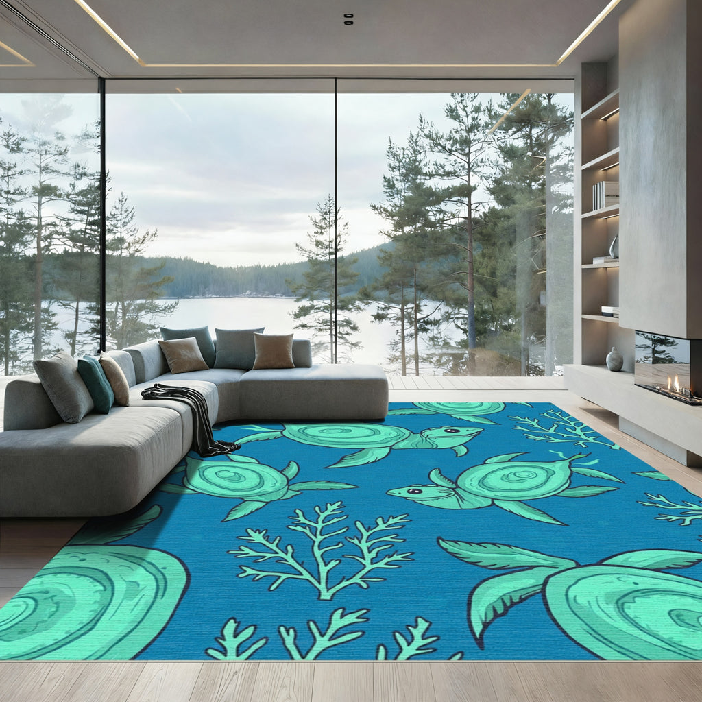 Sea Turtle Aqua Marine Life Rug