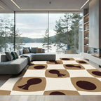 Brown and Cream Checkered Silhouette Rug