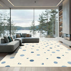 Blue Polka Dot Bird Scatter Rug