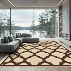 Brown Quatrefoil Lattice Grid Rug