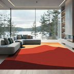 Crimson Desert Sunset Ridge Abstraction Rug