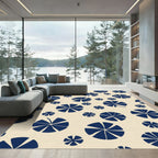 Navy Blue Petal Scatter Rug