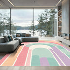 Pastel Rainbow Arch with Stars Rug