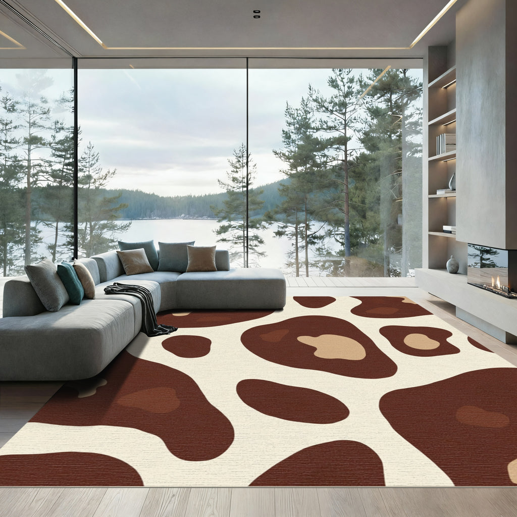 Brown Beige Abstract Spots Rug