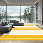Golden Yellow Horizontal Stripe Texture Rug