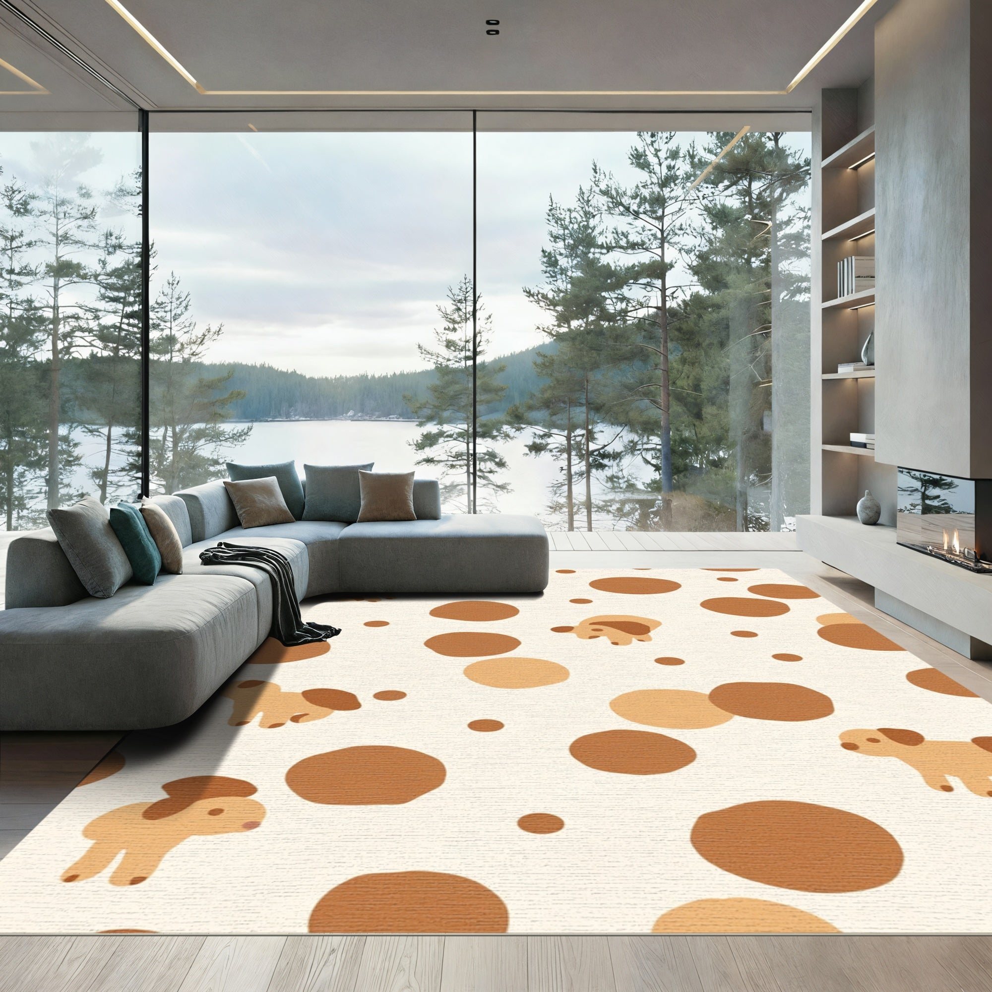 Playful Puppies Brown Dot Whimsy Rug