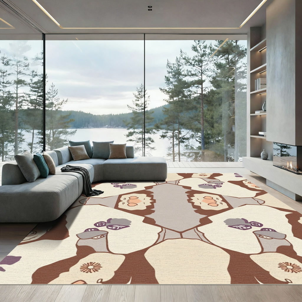 Subtle Neutral Floral Face Collage Rug