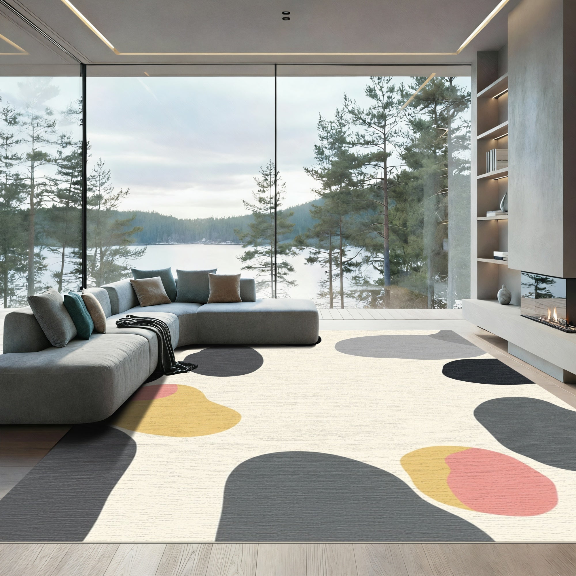 Abstract Organic Shapes Color Block Rug