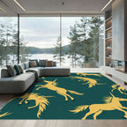 Golden Unicorns Teal All-Over Rug