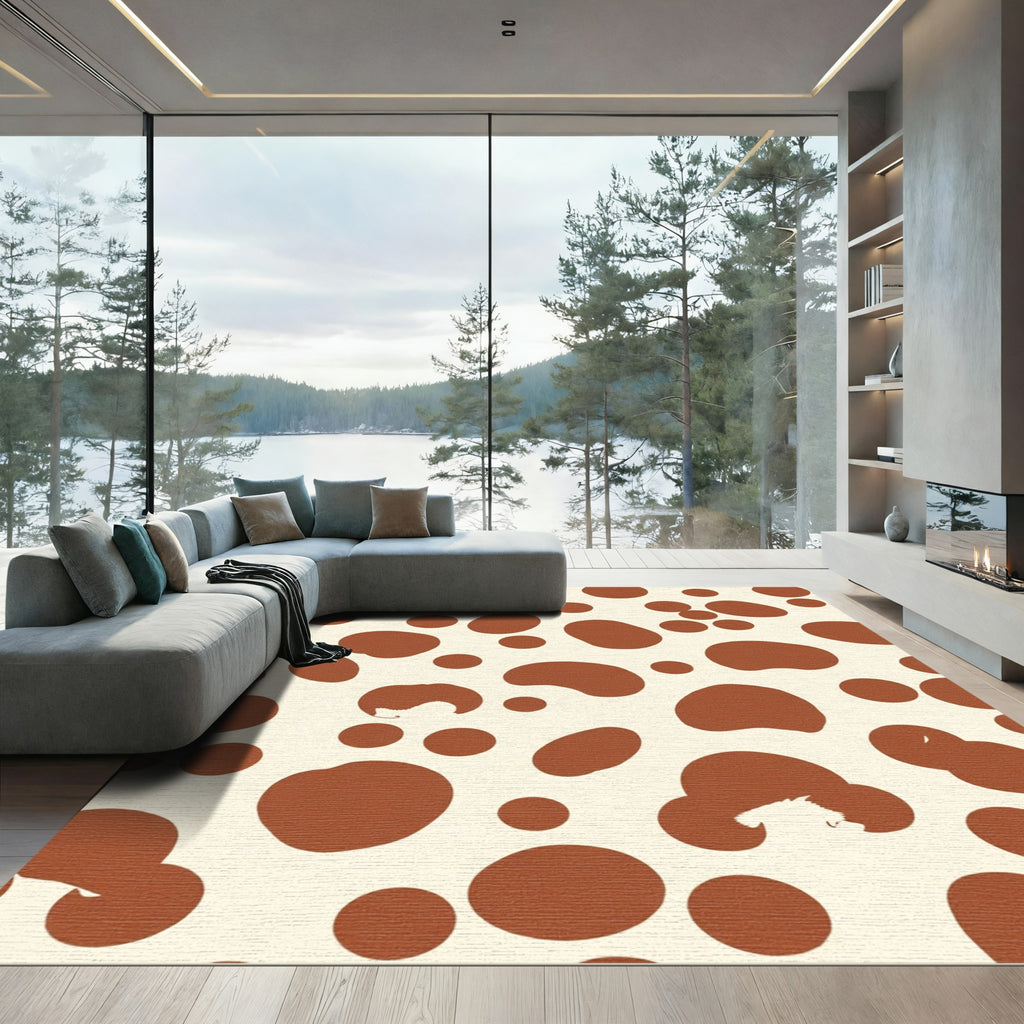 Brown Spots In Cream Background Rug
