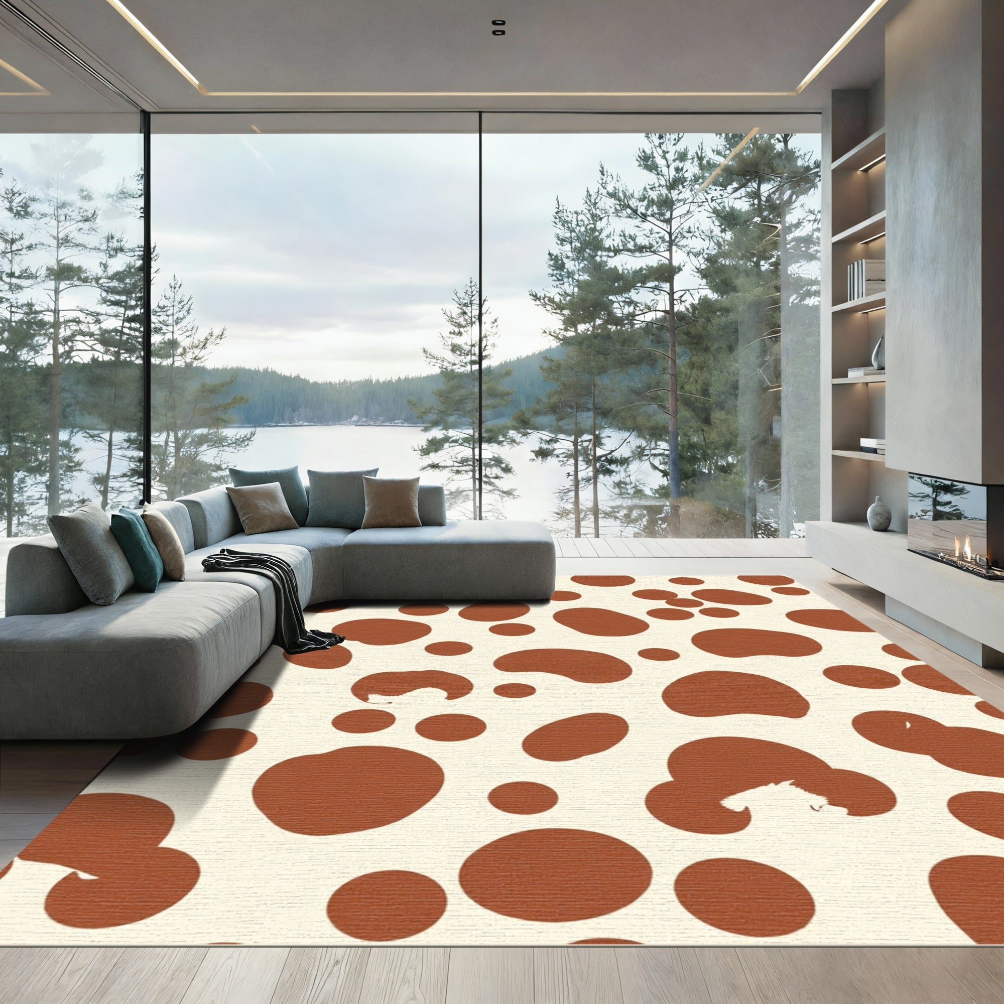 Brown Spots In Cream Background Rug