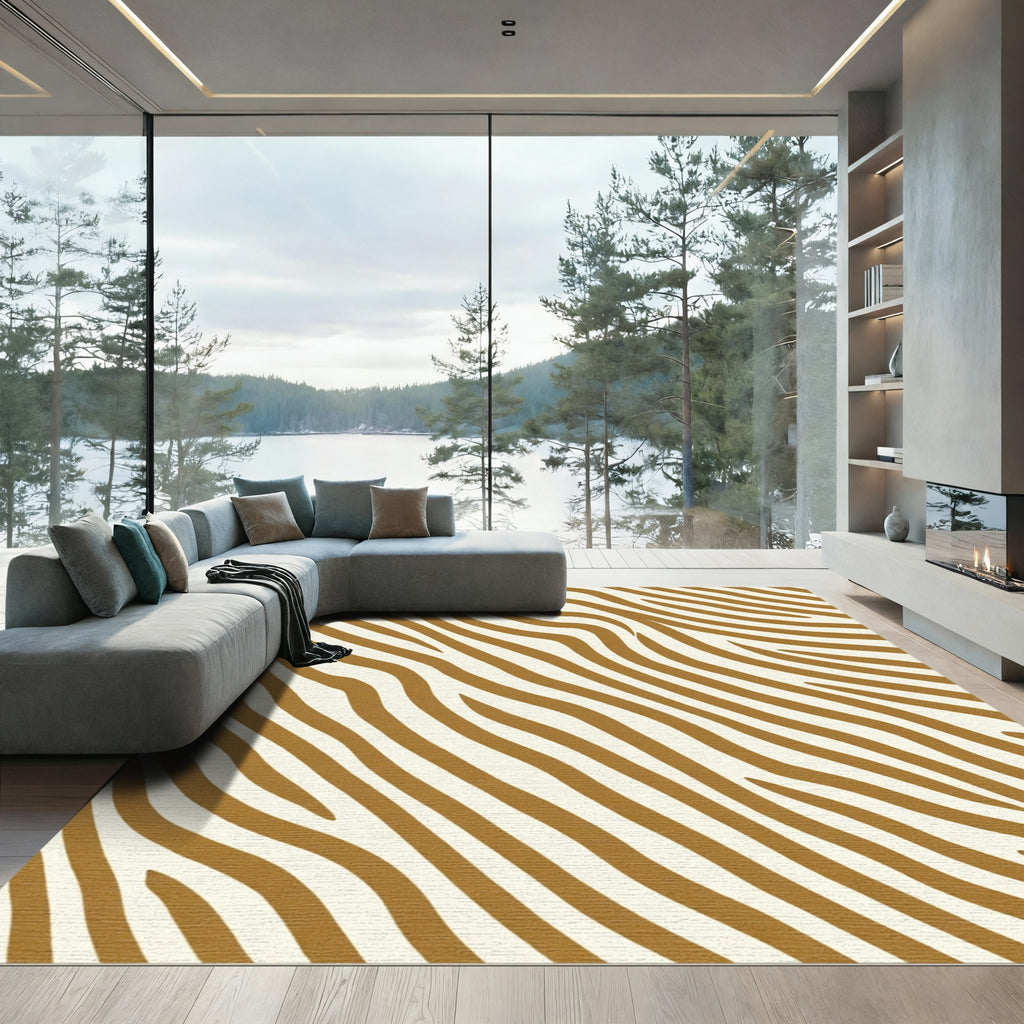 Golden Caramel Zebra Stripes Rug