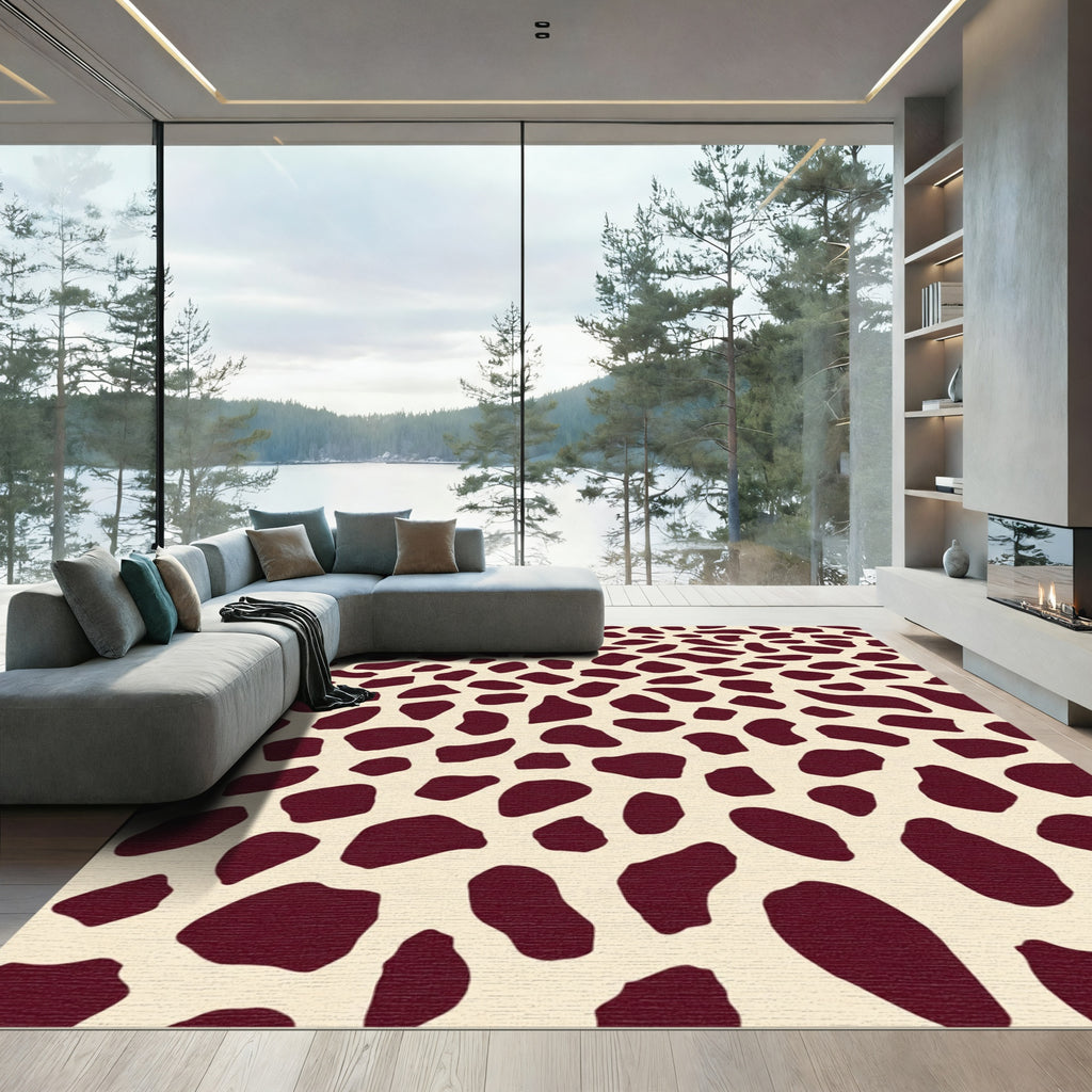 Deep Burgundy Abstract Spots Rug