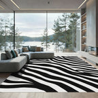 Graphic Black White Animal Tracks Rug