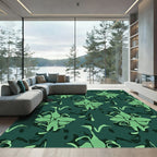 Peacock Green Abstract Floral Harmony Rug
