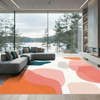 Abstract Organic Blobs Peach Teal Rug