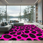 Neon Pink Black Amoeba Texture Rug