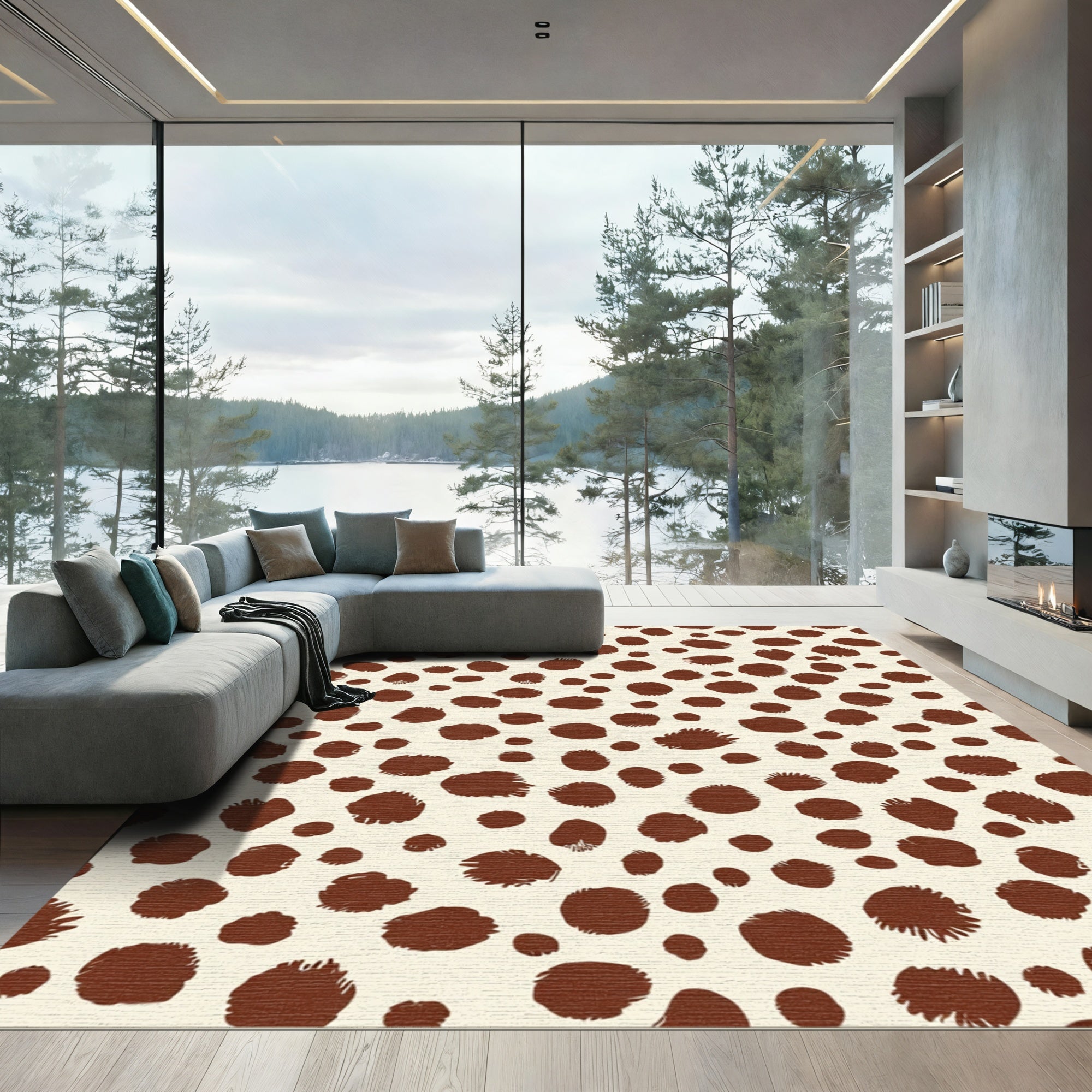Brown Spotted Natural Camouflage Texture Rug