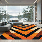 Chevron Orange Geometric Stripes Rug