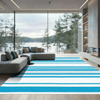 Aqua Blue White Stripe Rug