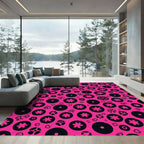 Hot Pink Floral Circles Rug