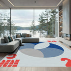 Modern Blue Gray Abstract Circle Rug