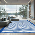 Modern Blue White Dot Grid Rug