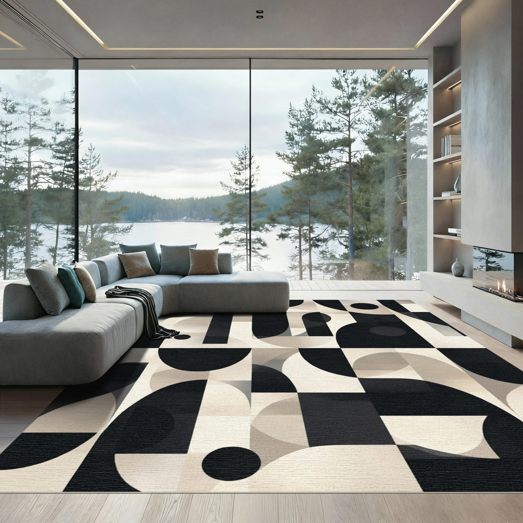 Mid Century Modern Abstract Geometric Rug