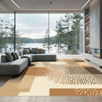 Patchwork Brown Stippled Geometric Rug