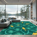 Yellow Fish Teal Ocean Vines Rug