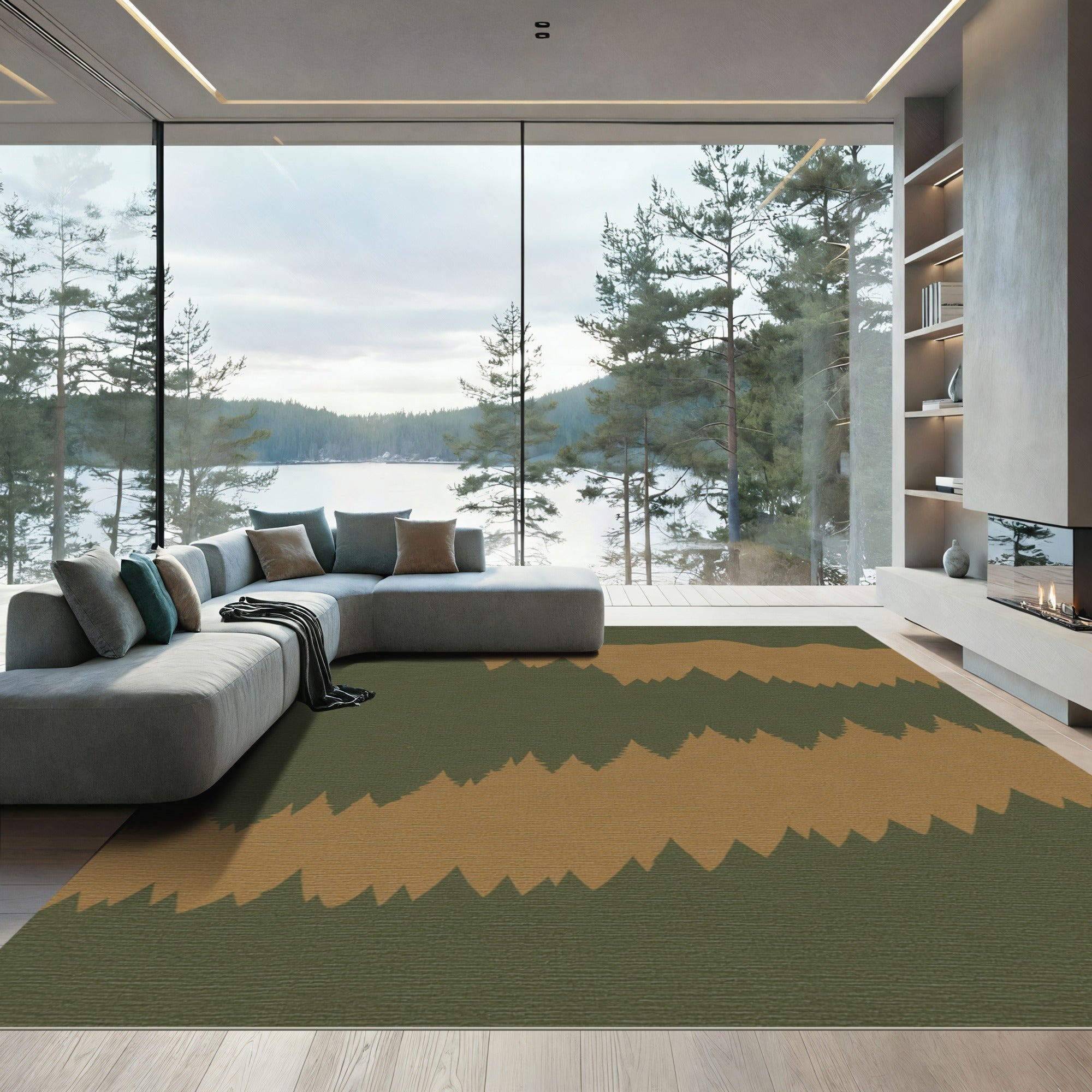 Forest Pine Trees Layers Rug