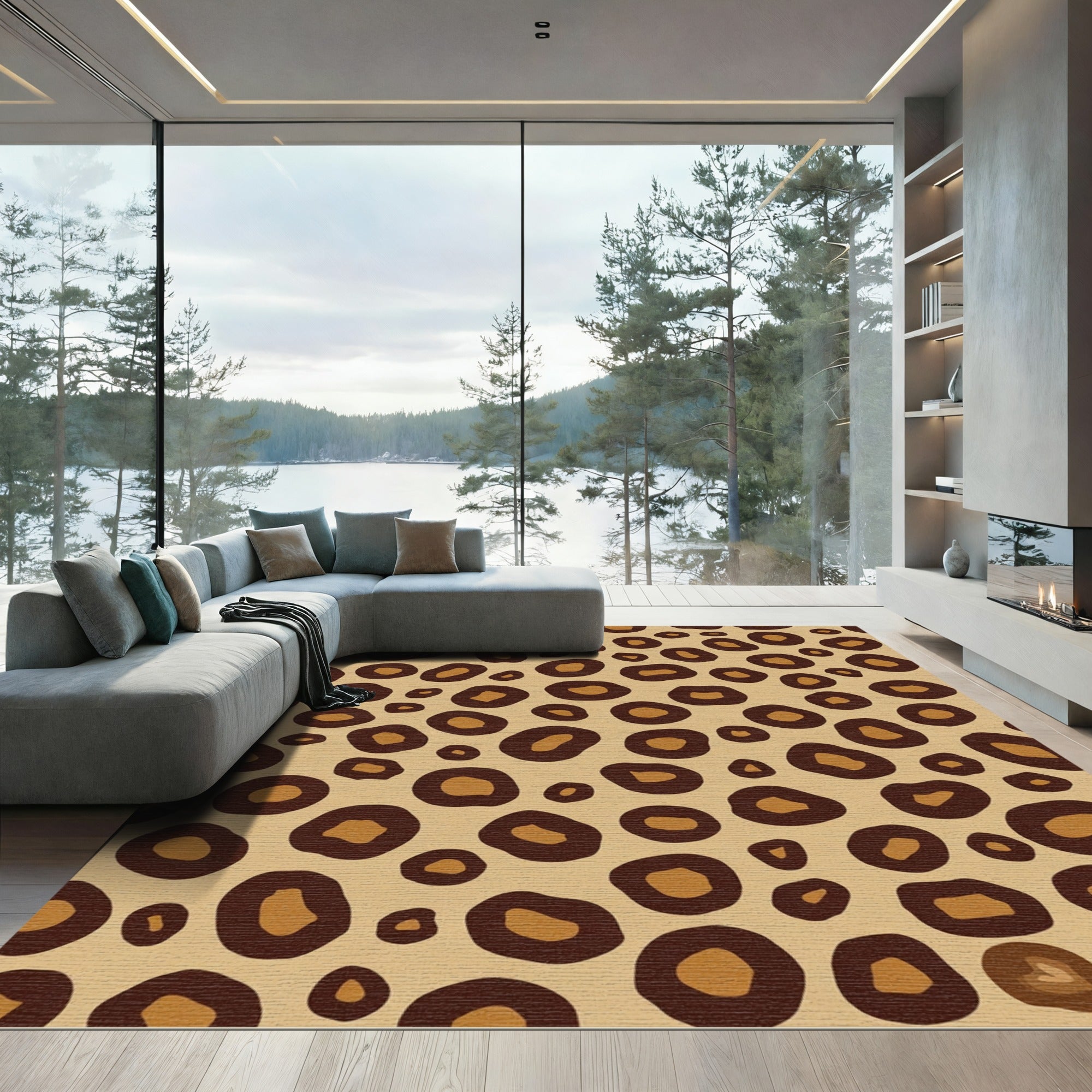 Brown Leopard Print Spots Rug