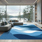 Oceanic Blue Wave Abstract Rug