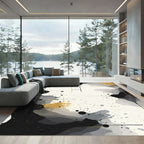 Abstract Black Gray Gold Splatter Rug