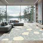 Pale Blue Floral Swirl Abstraction Rug