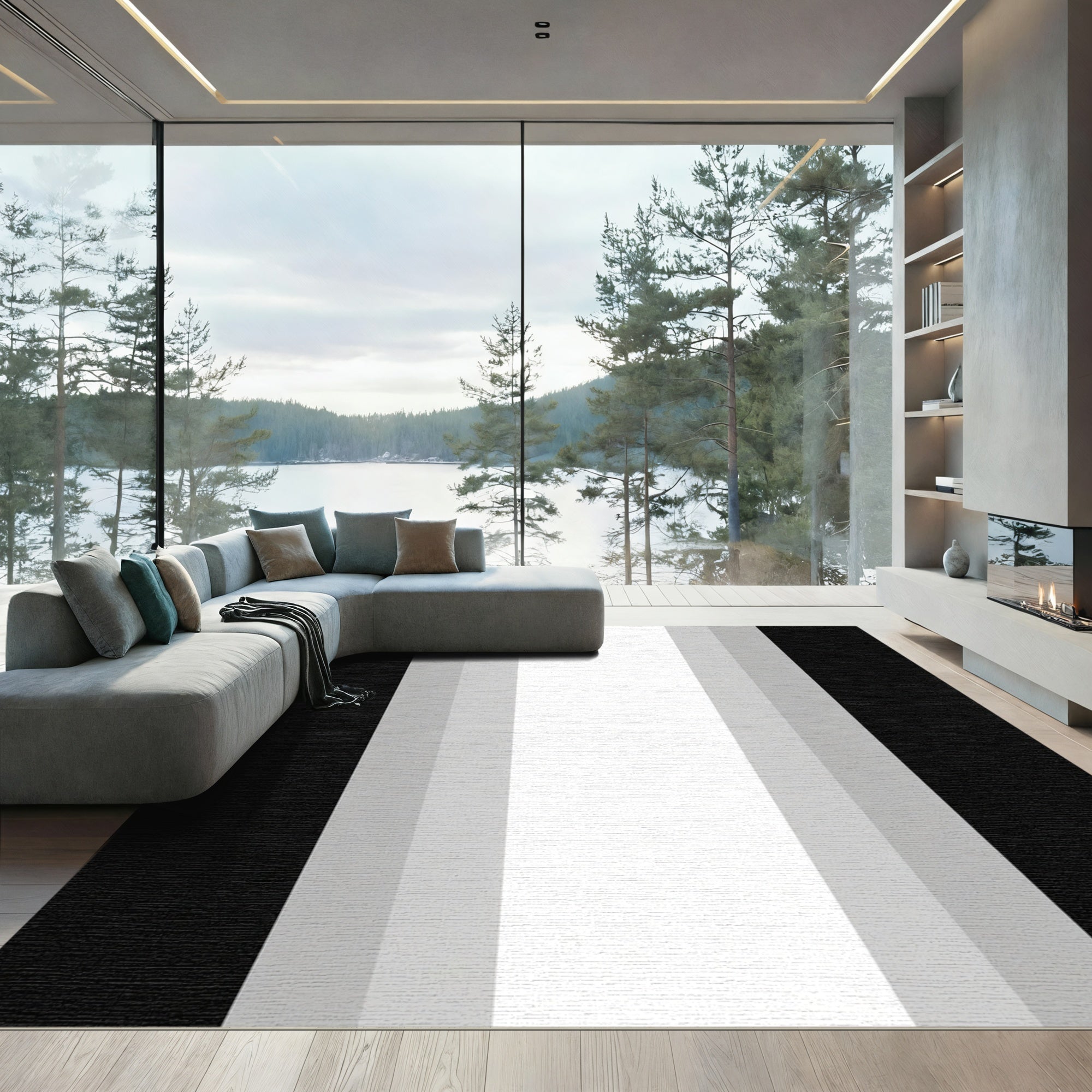 Monochromatic Vertical Stripe Gradient Rug