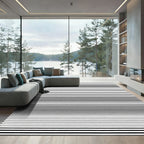 Modern Black White Striped Horizon Rug
