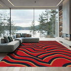 Bold Crimson Wavy Stripe Rug