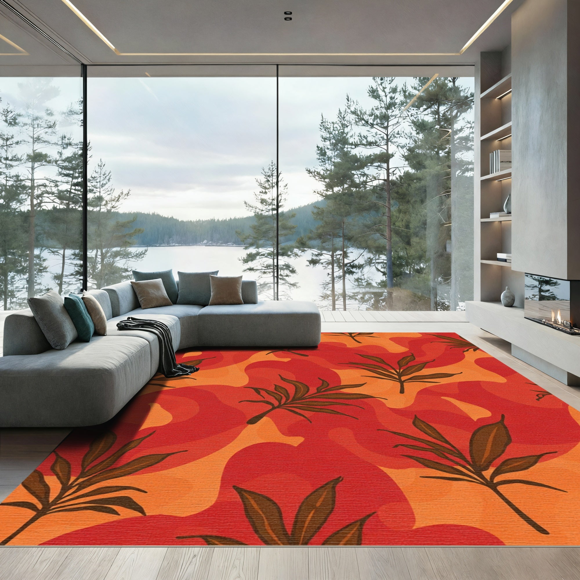 Warm Autumn Foliage Organic Waves Rug