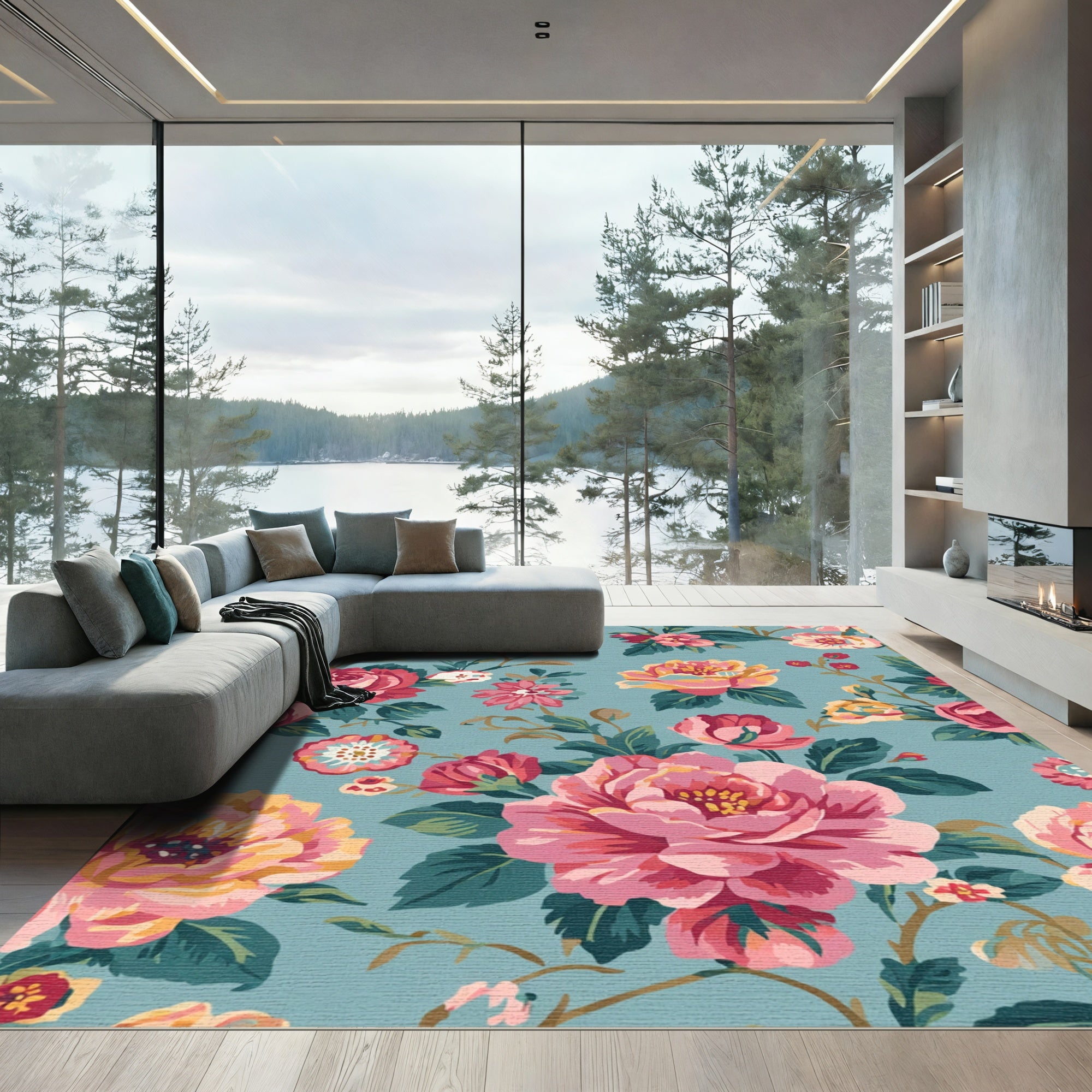 Vintage Rose Blossom Garden Rug