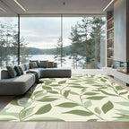 Earthy Green Leafy Vine Art Rug