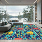 Red Yellow Octopus Tropical Garden Rug