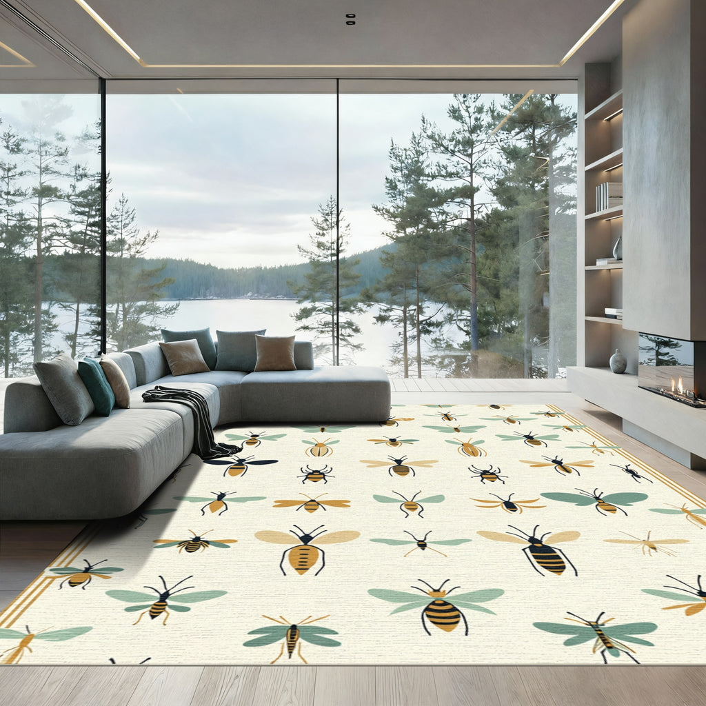 Eclectic Entomological Chart Cream Rug