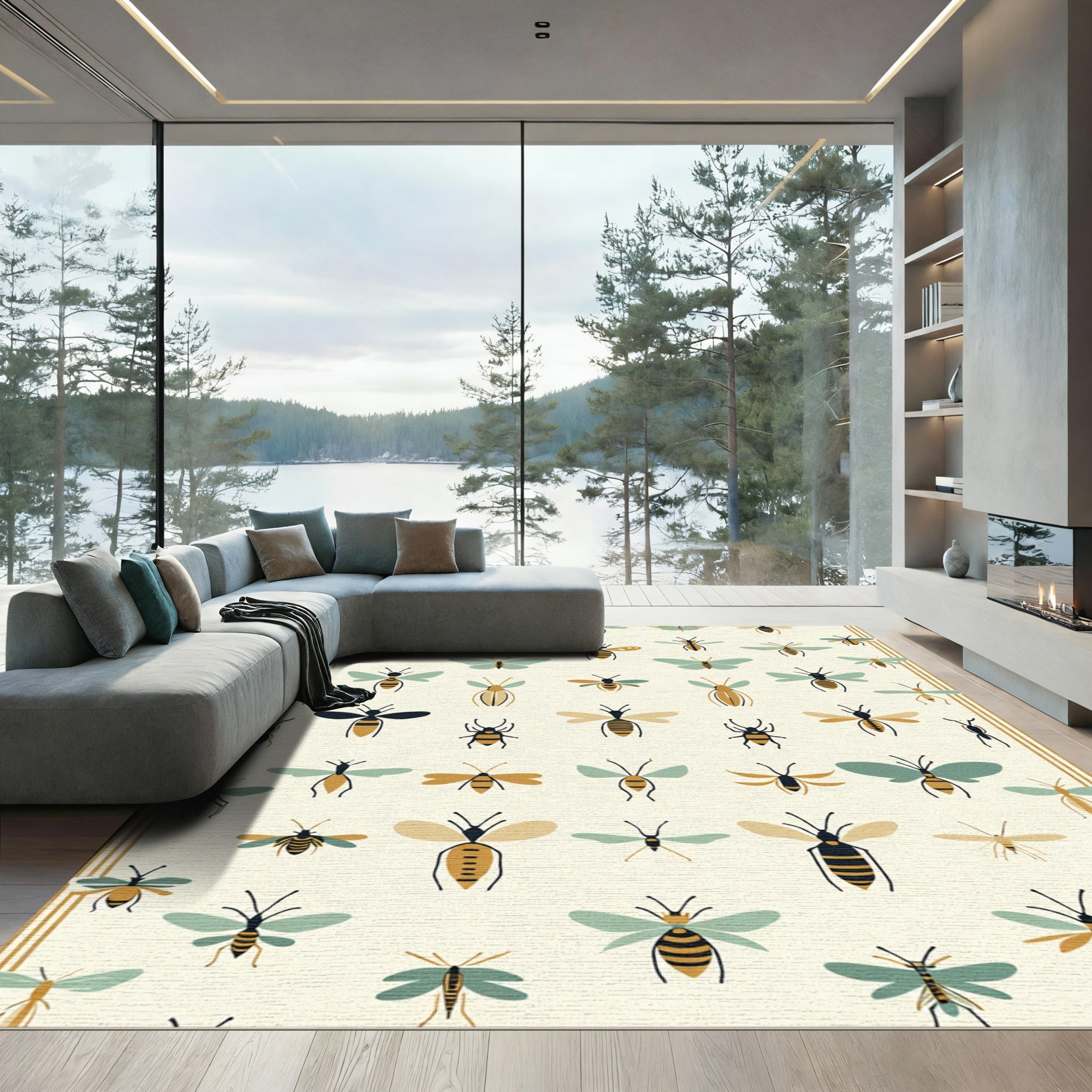 Eclectic Entomological Chart Cream Rug