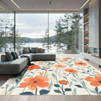 Coral Floral Garden Vines Rug
