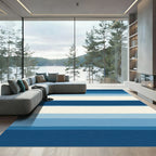 Serene Blue Gradient Horizontal Stripes Rug