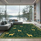 Golden Deer and Foliage Jacquard Rug