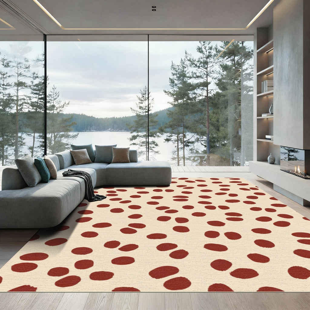Rustic Red Speckled Contemporary Rug